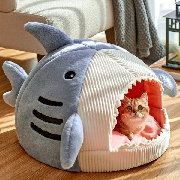 Cocon pour chat requin Bleu / 38X35X32cm